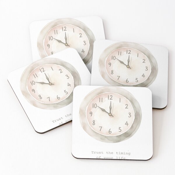 Item preview, Trust the Timing of Your Life – Watercolor Clock Inspirational Quote designed and sold by Moodcraft Studio.