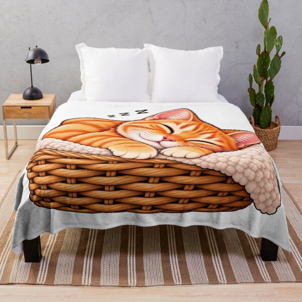 Item preview, Sleepy Orange Tabby Cat in Basket – Cute Kawaii Kitten designed and sold by -Unique design--.