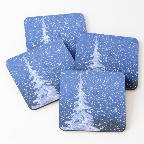 Item preview, White tree in snow, original watercolor by Kim Attwooll designed and sold by aswoa.