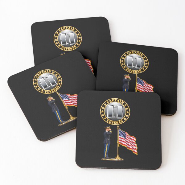 Item preview, Army - Captain, Veteran - Circle - Captain Saluting Flag - 3D - Enhanced designed and sold by Military Insignia Products.