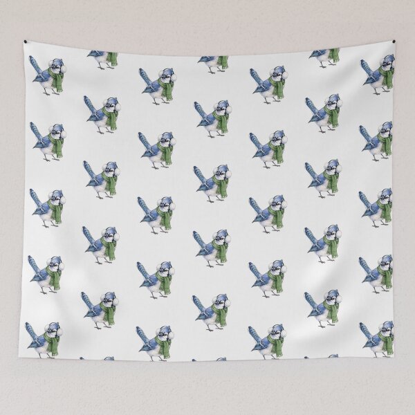 Item preview, Green Earmuffs Blue Jay designed and sold by Tiffany Roy.