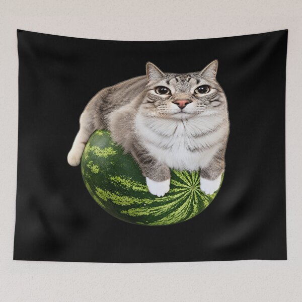 Item preview, Cute Cat on Watermelon Funny Meme Pet Art    designed and sold by Designart68.