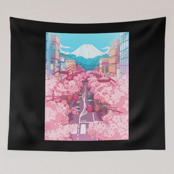 Item preview, The Japaneses Mounts Fuji View And The Pinks Spring In The City (Soft Colors) designed and sold by PixelPondere.