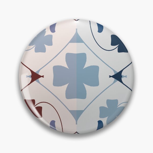Item preview, Vintage Botanical Tile Pattern in Slate Blue & Rust designed and sold by Chubhorn.