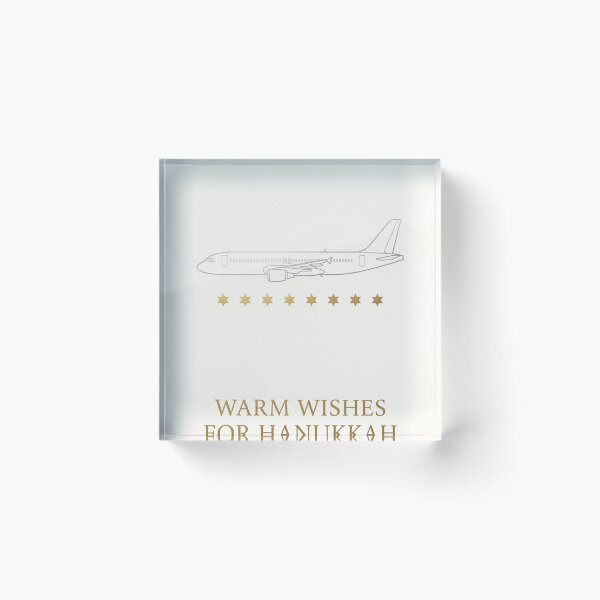 Item preview, Warm Wishes for Hanukkah – Minimal Silver Airliner and Eight Gold Stars designed and sold by EMaviation_.