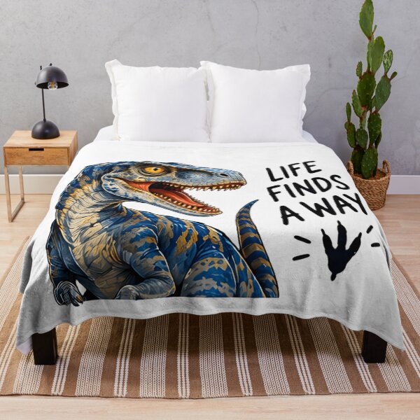Item preview, Life Finds A Way Blue Velociraptor Dinosaur Quote designed and sold by Pyt27.
