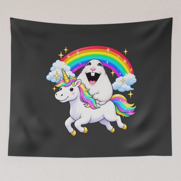 Item preview, Hamster Riding Unicorn Colorful Cartoon Rainbow Meadow Meme Art - Gen Alpha Gen Z designed and sold by AmiGraph.