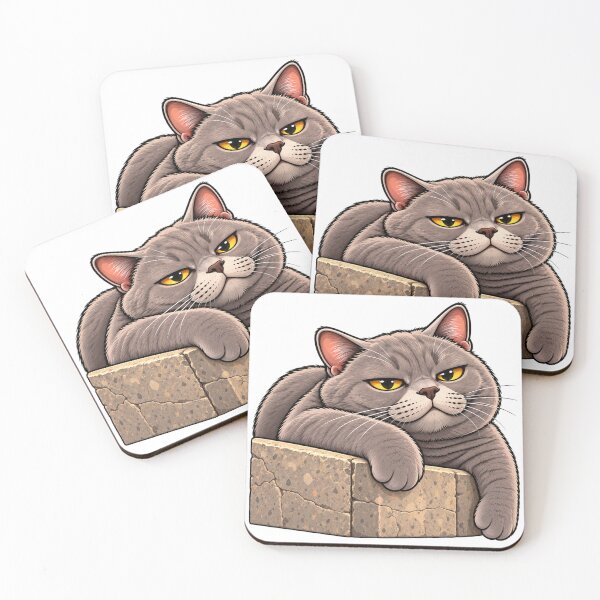 Item preview, Grumpy Gray Cat – Not Impressed Kawaii Cat designed and sold by -Unique design--.