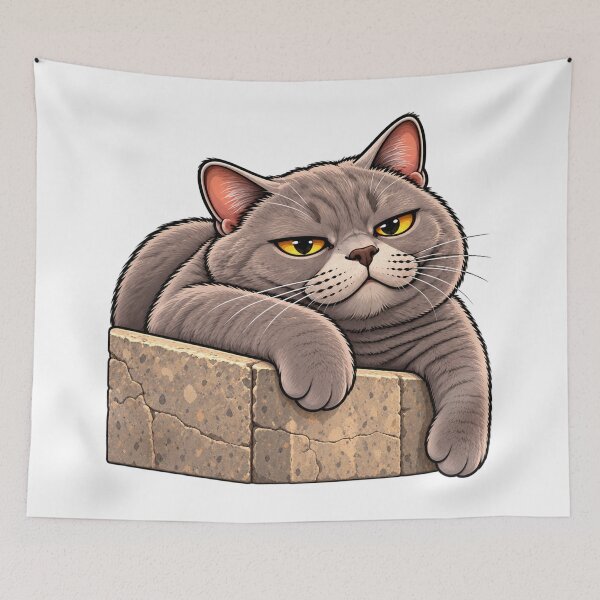 Item preview, Grumpy Gray Cat – Not Impressed Kawaii Cat designed and sold by -Unique design--.