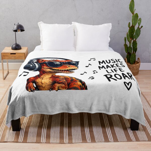 Item preview, Music Makes Life Roar Cool T Rex With Headphones designed and sold by Pyt27.