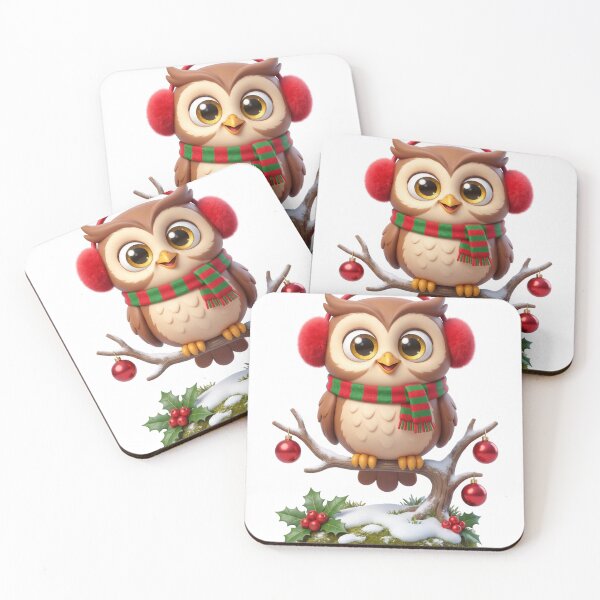 Item preview, Cute Winter Owl in Red Earmuffs designed and sold by Thanat Studio.