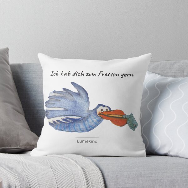 Item preview, Funny Pelican Cute Quote | German Ich Hab Dich Zum Fressen Gern Bird Watercolor Art designed and sold by lumekind.