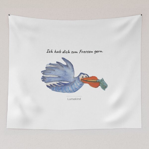 Item preview, Funny Pelican Cute Quote | German Ich Hab Dich Zum Fressen Gern Bird Watercolor Art designed and sold by lumekind.