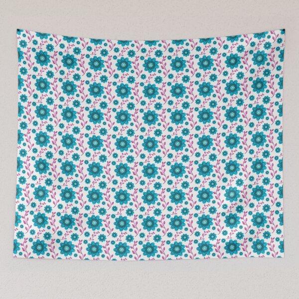 Item preview, Teal Magenta Botanical Floral Pattern — Bold Coastal Flower Repeat Design designed and sold by HopeAndHustle.