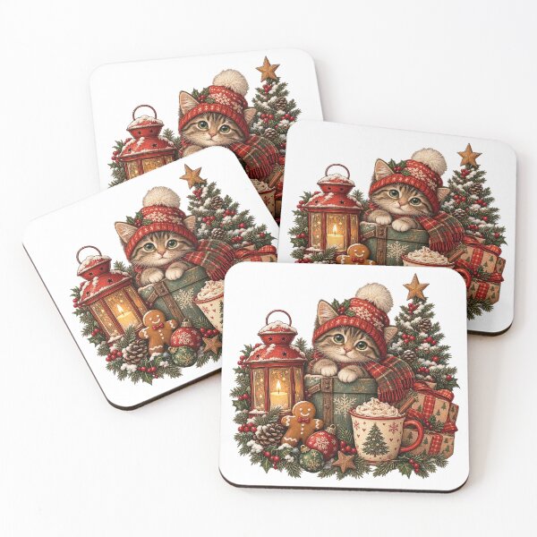 Item preview, Cozy Christmas Kitten – Vintage Winter Holiday designed and sold by OmniaRozza.
