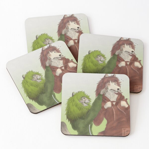 Item preview, Cartoon Anthropomorphic Green Lion and Brown Wolf in Hoodies designed and sold by Baby-Care.