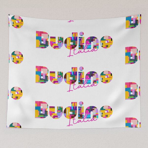 Item preview, Budino, Foligno, Italy, Italia, colorful typography design for travellers designed and sold by Wanderful-roads.
