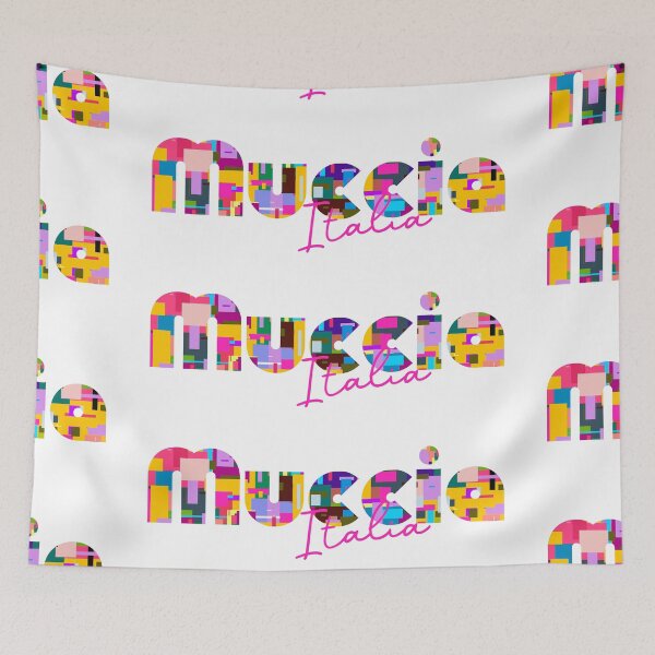 Item preview, Muccia, Camerino, Italy, Italia, colorful typography design for travellers designed and sold by Wanderful-roads.
