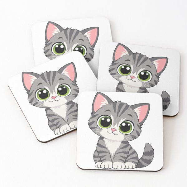 Item preview, Cute Kawaii Cat Big Green Eyes Cartoon Kitten designed and sold by Vayro cartoons.