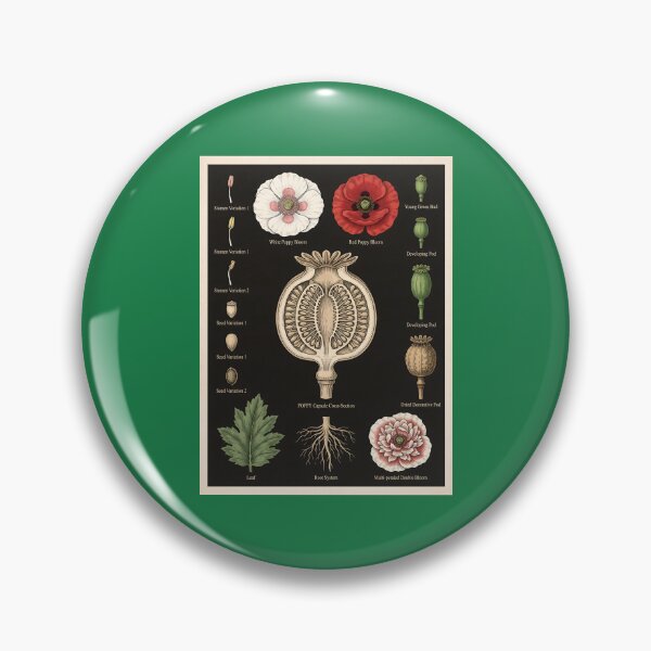Item preview, Vintage Botanical Illustration Poppy Anatomy Educational Chart designed and sold by MyHappyArtShop.