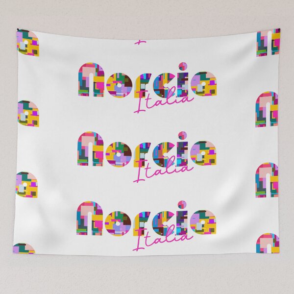 Item preview, Norcia, Italy, Italia, colorful typography design for travellers designed and sold by Wanderful-roads.