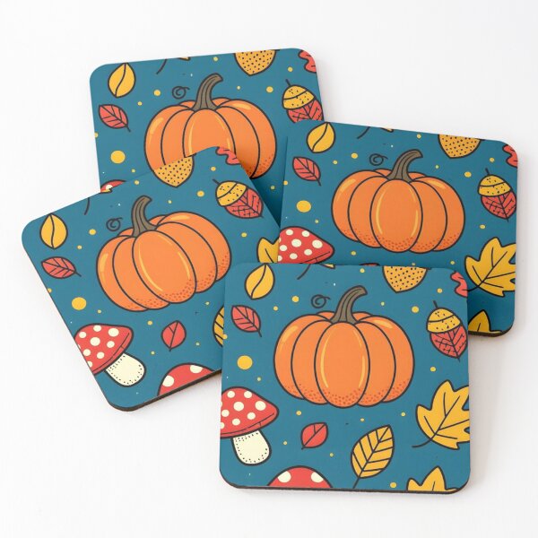Item preview, Fall Pumpkin Leaves Pattern - Cute Autumn Acorn Mushroom designed and sold by WavyCurve.