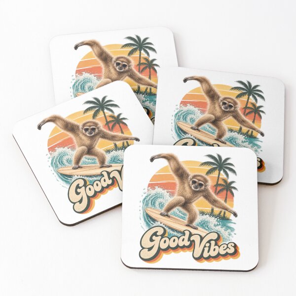 Item preview, Good Vibes – Retro Surfing Monkey Design designed and sold by KSC Studio.