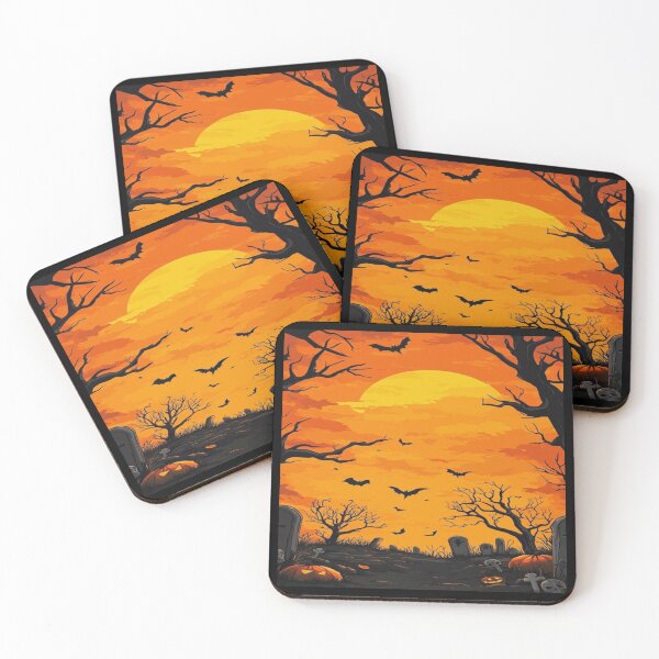 Item preview, Sunset Over Hounted Graveyard Illustration Artwork  designed and sold by NivyasArtistry.