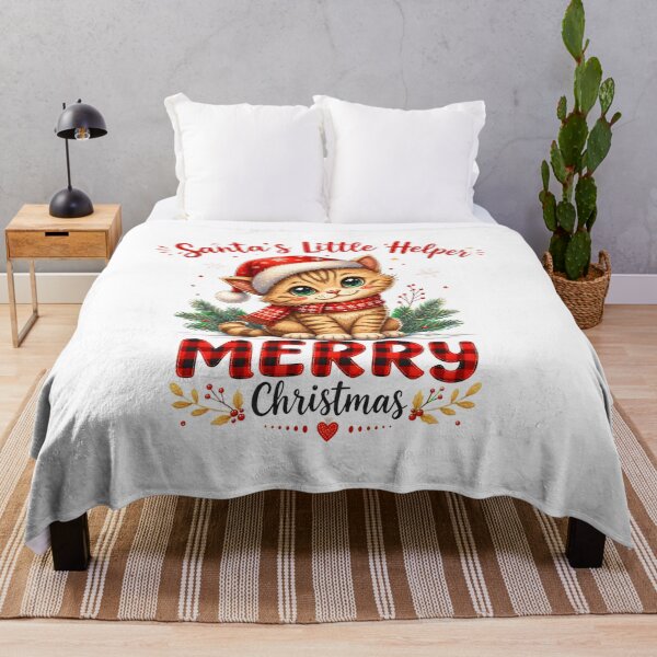 Item preview, Santas Little Helper Cute Christmas Cat Red Buffalo Plaid designed and sold by noctivaganta.