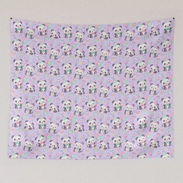 Item preview, Kawaii Birthday Baby Pandas Pastel Cute Panda Bear Party Pattern designed and sold by Soft Berry Studio.