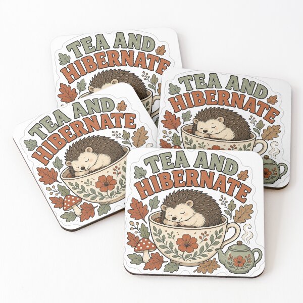 Item preview, Tea and Hibernate Cottagecore Hedgehog Teacup Sticker designed and sold by kilat42.