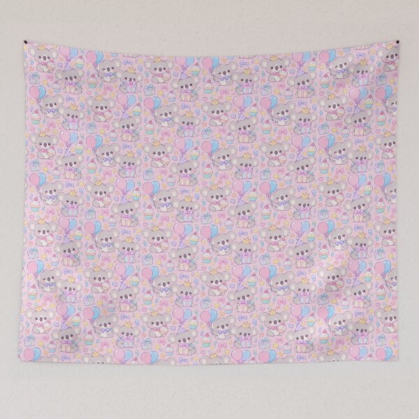 Item preview, Kawaii Birthday Baby Koalas Pastel Cute Koala Party Pattern designed and sold by Soft Berry Studio.