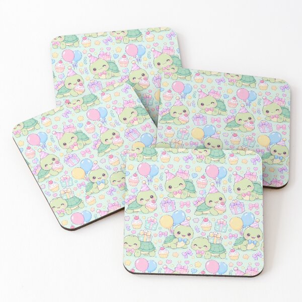 Item preview, Kawaii Birthday Baby Turtles Pastel Cute Turtle Party Pattern designed and sold by Soft Berry Studio.
