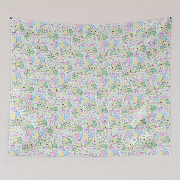Item preview, Kawaii Birthday Baby Turtles Pastel Cute Turtle Party Pattern designed and sold by Soft Berry Studio.