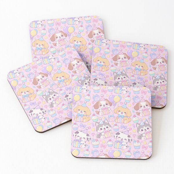 Item preview, Kawaii Birthday Puppies Pastel Cute Puppy Dog Party Pattern designed and sold by Soft Berry Studio.