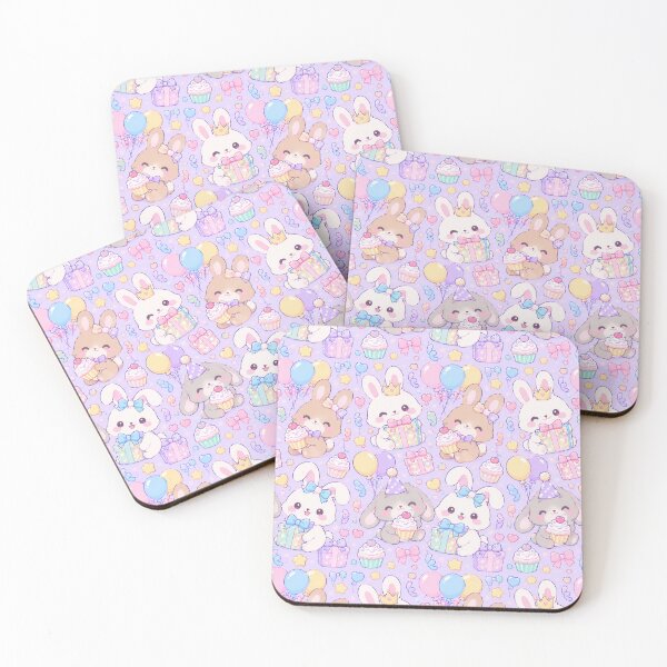 Item preview, Kawaii Birthday Baby Bunnies Pastel Cute Rabbit Party Pattern designed and sold by Soft Berry Studio.