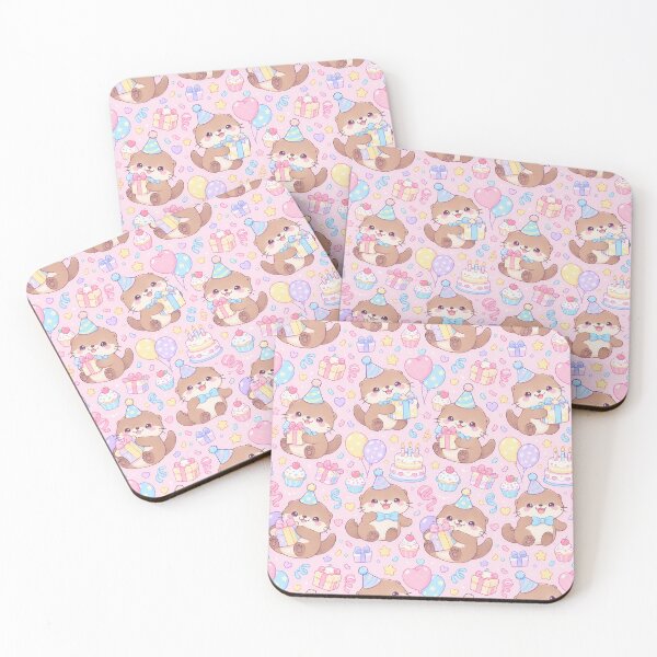 Item preview, Cute Baby Otter Birthday Party Pastel Kawaii Pattern designed and sold by Soft Berry Studio.