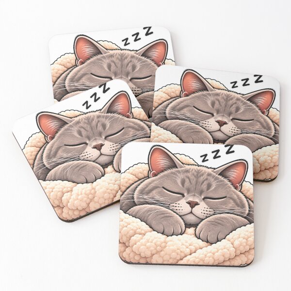 Item preview, Sleepy Gray Cat – Cozy Kawaii Cat Illustration designed and sold by -Unique design--.