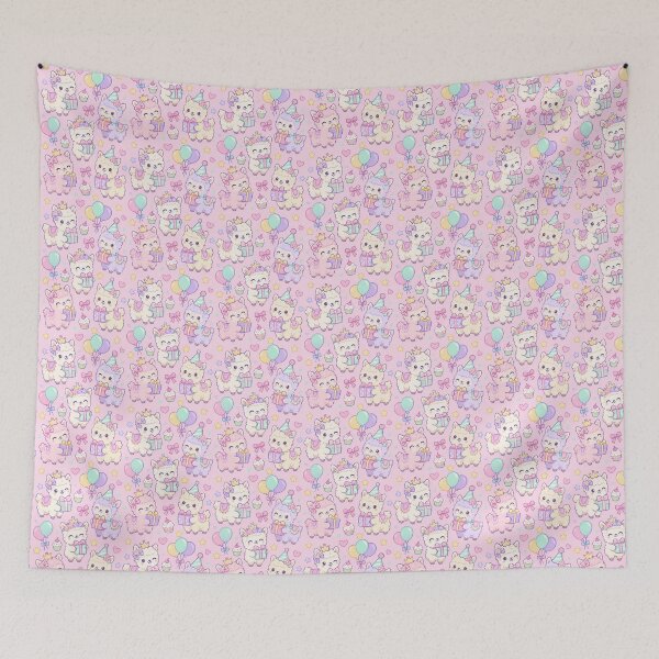 Item preview, Cute Baby Alpaca Birthday Party Pastel Kawaii Pattern designed and sold by Soft Berry Studio.