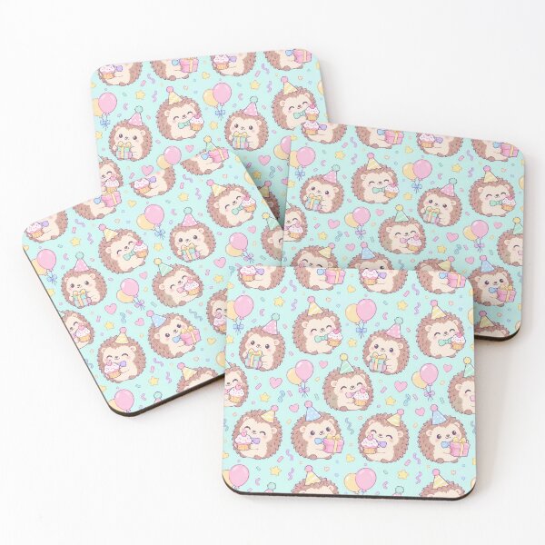 Item preview, Cute Baby Hedgehog Birthday Party Pastel Kawaii Pattern designed and sold by Soft Berry Studio.