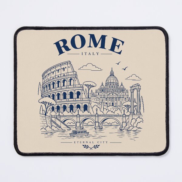 Item preview, Rome Italy Illustration – Colosseum, St Peter’s Basilica & Eternal City designed and sold by ArtaportDesign.