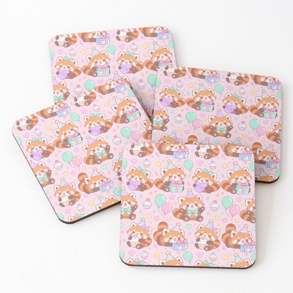 Item preview, Cute Baby Red Panda Birthday Party Pastel Kawaii Pattern designed and sold by Soft Berry Studio.