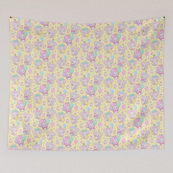 Item preview, Cute Baby Mouse Birthday Party Pastel Kawaii Pattern designed and sold by Soft Berry Studio.