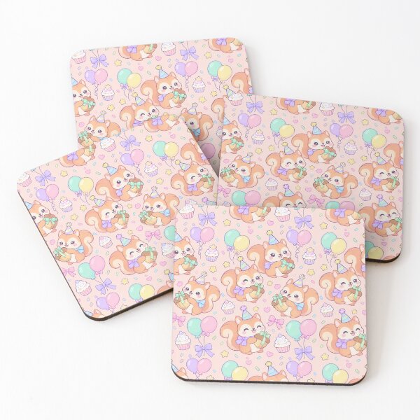 Item preview, Cute Baby Squirrel Birthday Party Pastel Kawaii Pattern designed and sold by Soft Berry Studio.