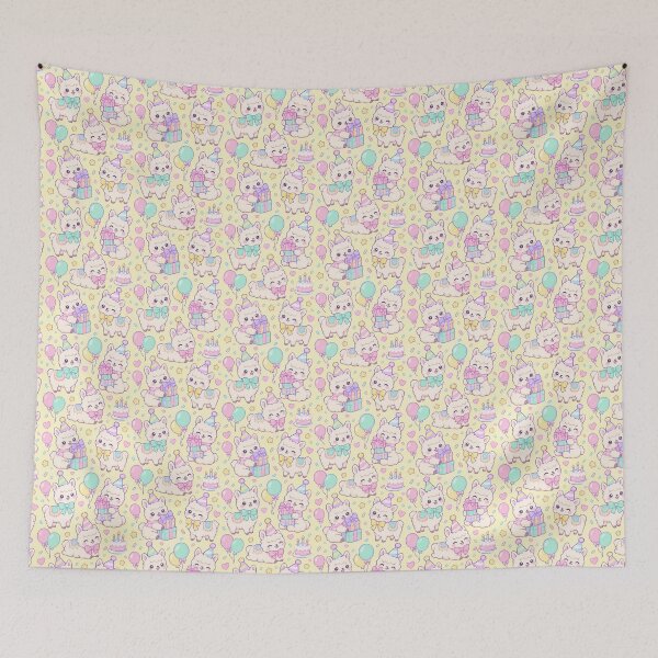 Item preview, Cute Baby Llama Birthday Party Pastel Kawaii Pattern designed and sold by Soft Berry Studio.