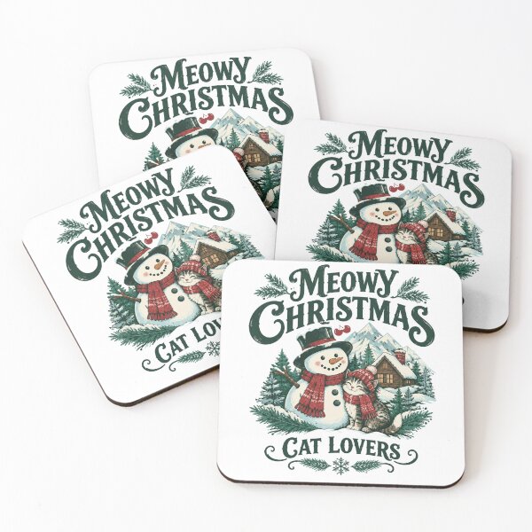 Item preview, Meowy Christmas Cat Lovers - Cute Snowman and Kitten Winter Cabin designed and sold by Evo Desings.