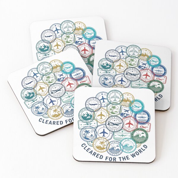 Item preview, Cleared for the World – Circle of Colorful Passport Stamps with Airplanes designed and sold by EMaviation_.