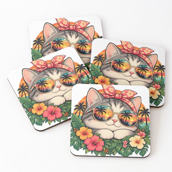 Item preview, Cool retro cat with sunglasses and sunset designed and sold by Tillyvanilli.