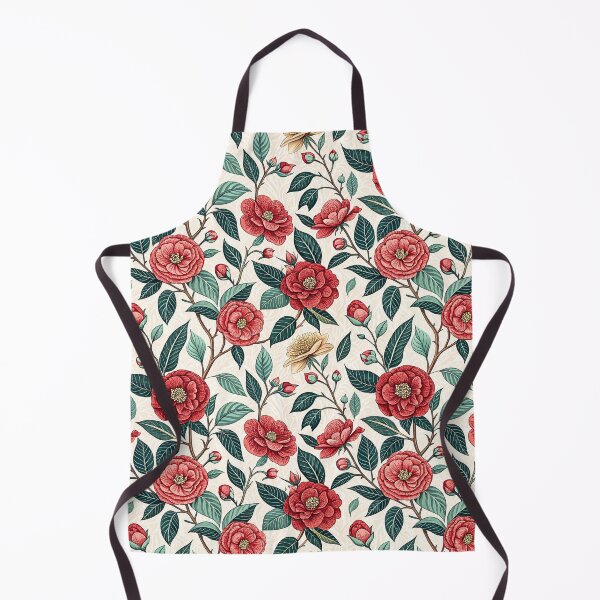 Item preview, Cranberry Red Camellia Folk Floral Pattern designed and sold by Storybook Botanica.