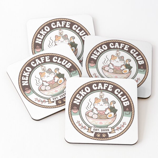 Item preview, Neko Cafe Club Vintage Japanese Coffee & Cat Lounge Green Badge T-Shirt designed and sold by DesignArtique.